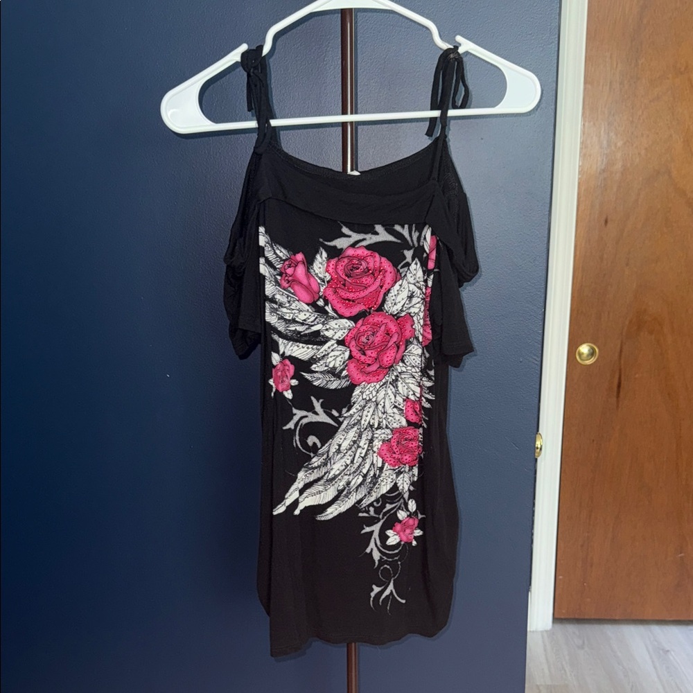 Black Floral Women's Top